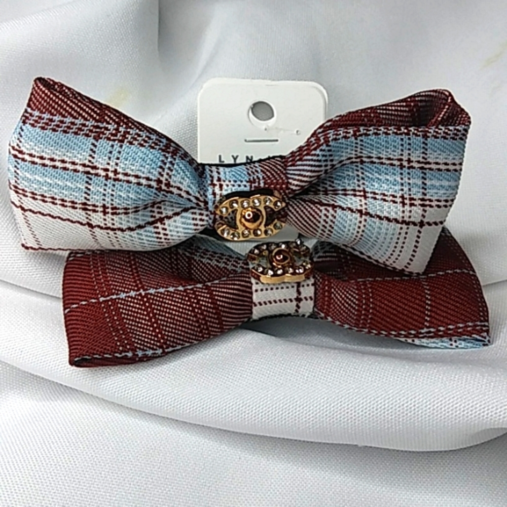 Brownish red bow hair tie. 2 pcs.